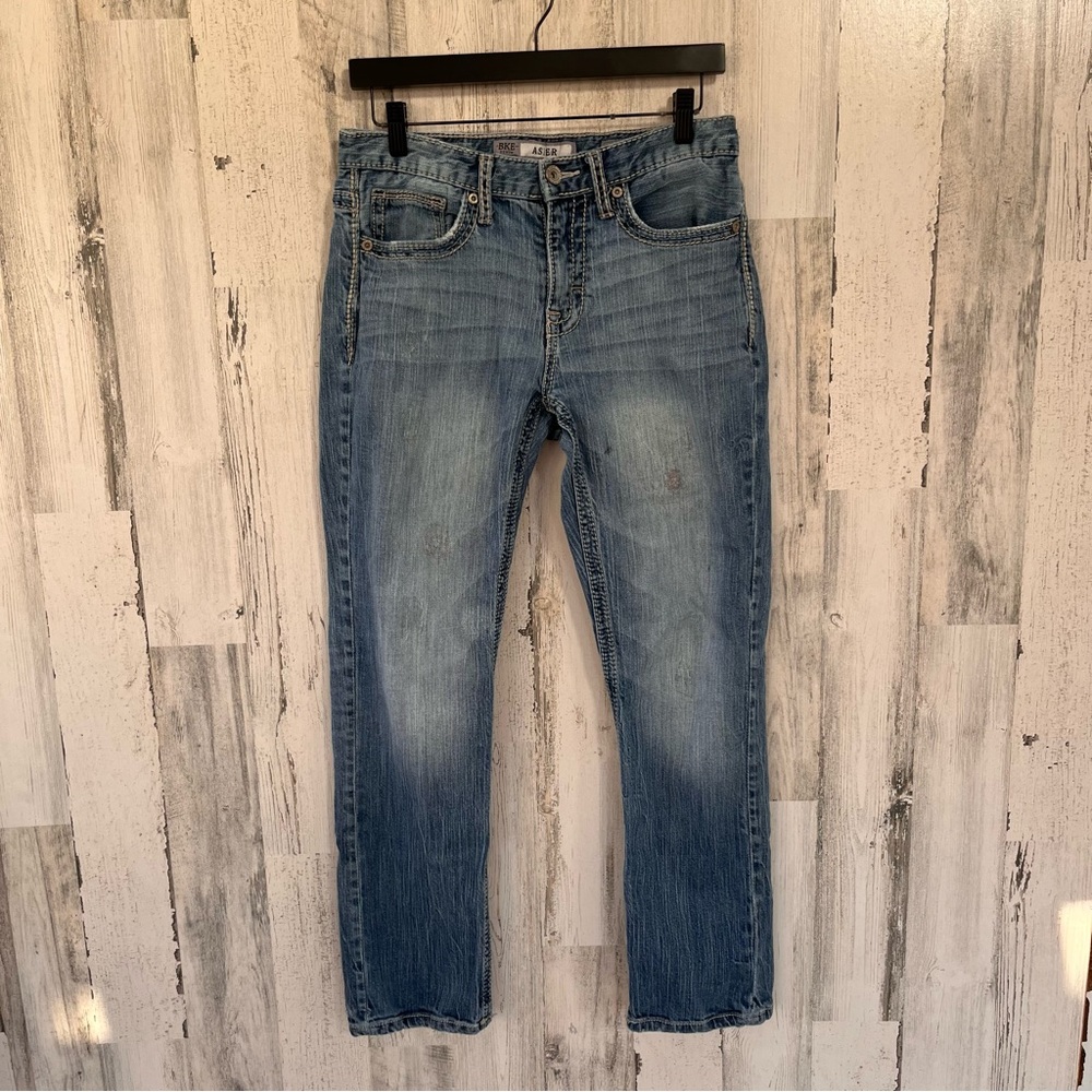 BKE Men’s Asher Straight Leg Blue Denim Jeans Size 32X29 Zip & Button Closure